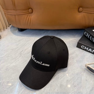 Ralph Lauren Hat Black Baseball Cap with White Polo Ralph Lauren Wordmark