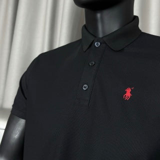 Ralph Lauren Unisex Black Cotton Piqué Pony Polo Shirt