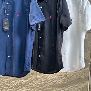 Ralph Lauren Shirt Embroidered Pony Linen Short Sleeve Casual Shirt