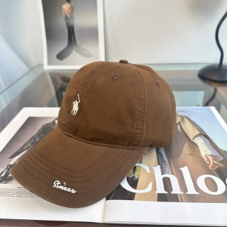 Ralph Lauren Hat Brown Pony Embroidered Script-Brim Baseball Cap