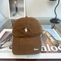 Ralph Lauren Hat Walnut Brown Pony Script-Detail Baseball Cap