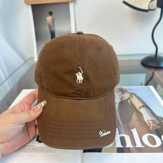 Ralph Lauren Hat Walnut Brown Pony Script-Detail Baseball Cap