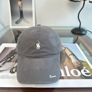 Ralph Lauren Hat Gray Washed Pony Script-Brim Baseball Cap