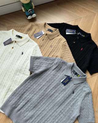 Ralph Lauren Cable-Knit Short Sleeve Polo Sweater