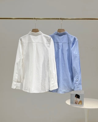 Ralph Lauren Shirt Contrast Embroidered Tencel Linen Blend Long Sleeve Shirt