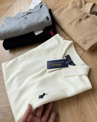 Ralph Lauren Polo Shirt Fine-Gauge Knit Ribbed Hem Polo