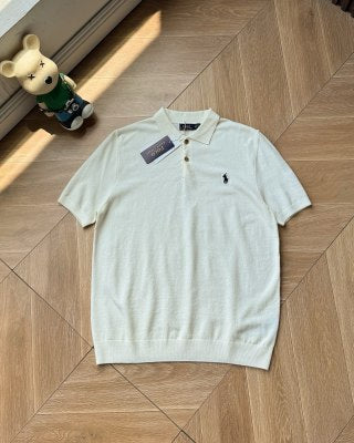Ralph Lauren Polo Shirt Fine-Gauge Knit Ribbed Hem Polo
