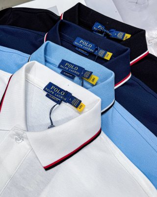 Ralph Lauren Tipped Collar Cotton Mesh Polo Shirt