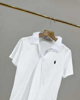 Ralph Lauren Polo Shirt Women's Cotton Ribbed Collar Polo
