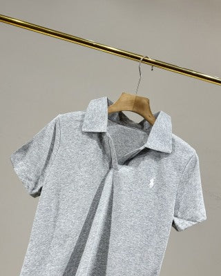 Ralph Lauren Polo Shirt Women's Cotton Ribbed Collar Polo